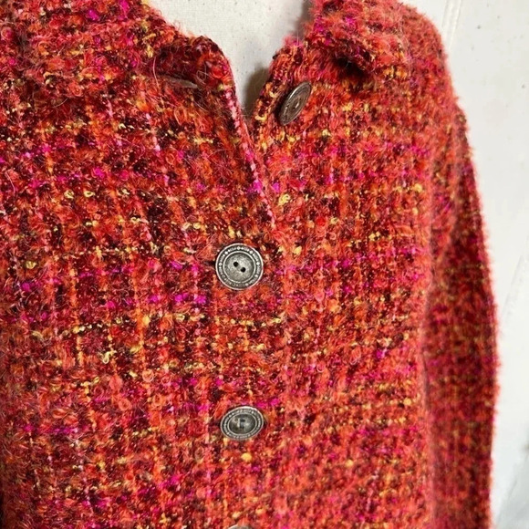 Chico’s size 2/12 burnt orange with multicolor tweed button down jacket - Picture 6 of 6